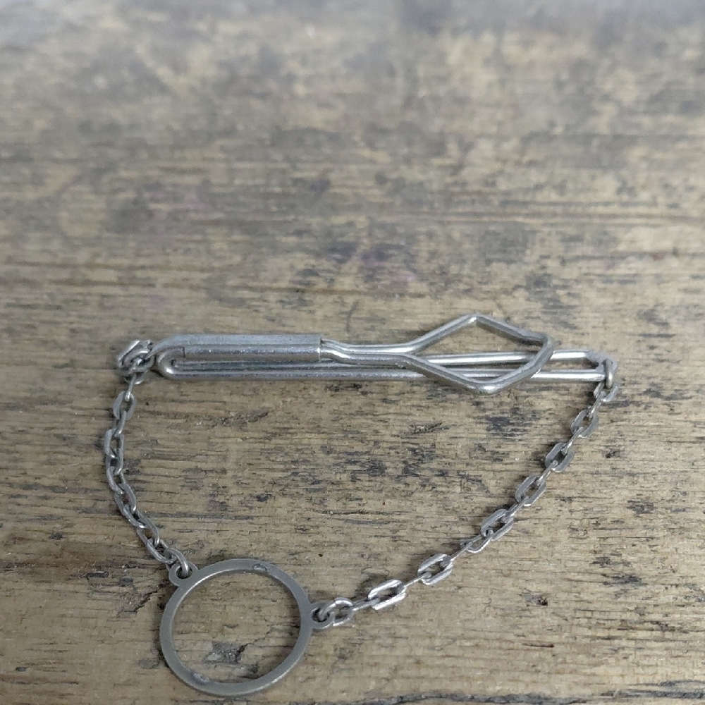 Vintage Silver Swank Tie Clip with Chain